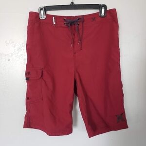 Hurley Men's 30 Burgundy Red Swim Trunks Board Shorts